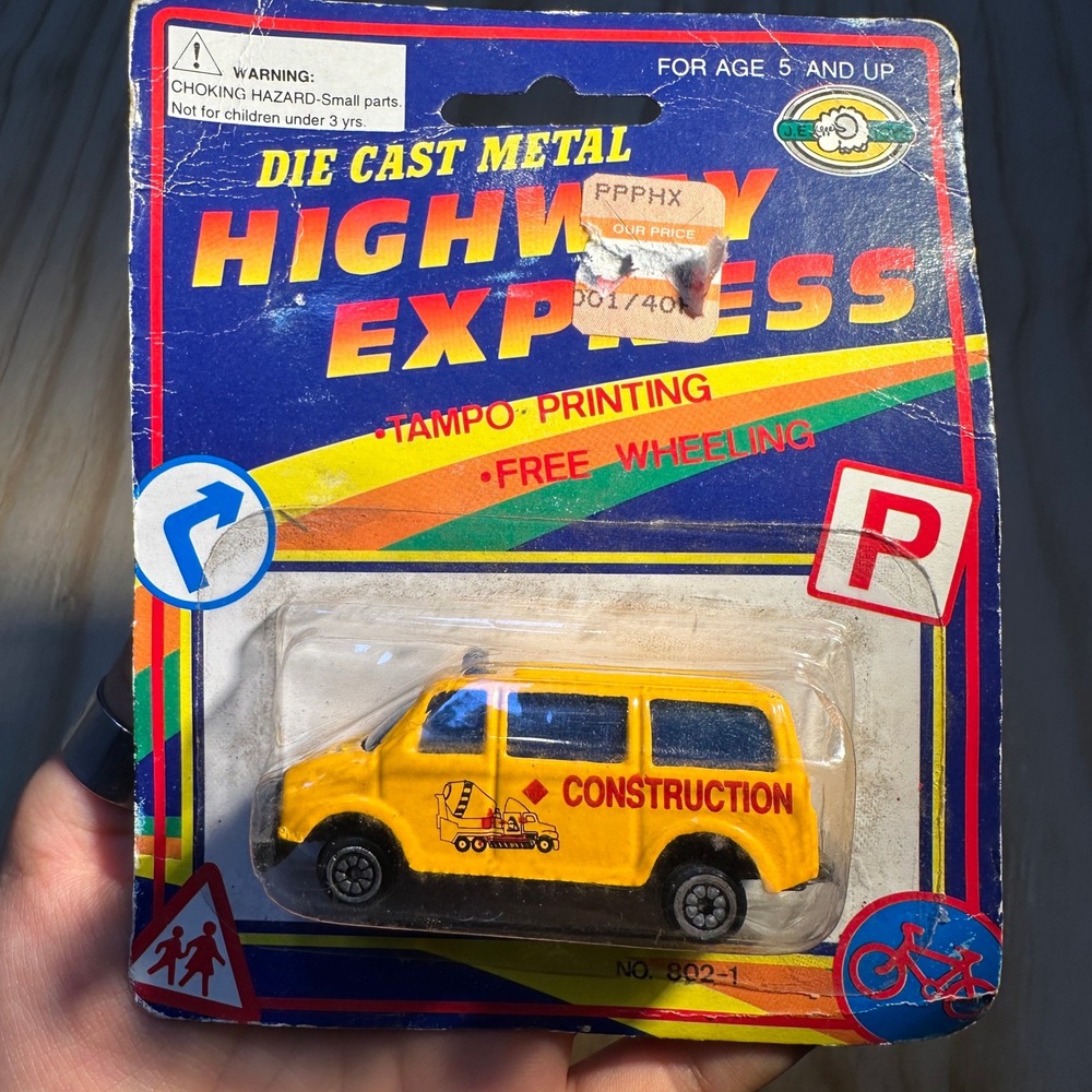 J.E.I. Highway Express Die Cast Metal Construction Van Yellow No. 802-1 Vintage